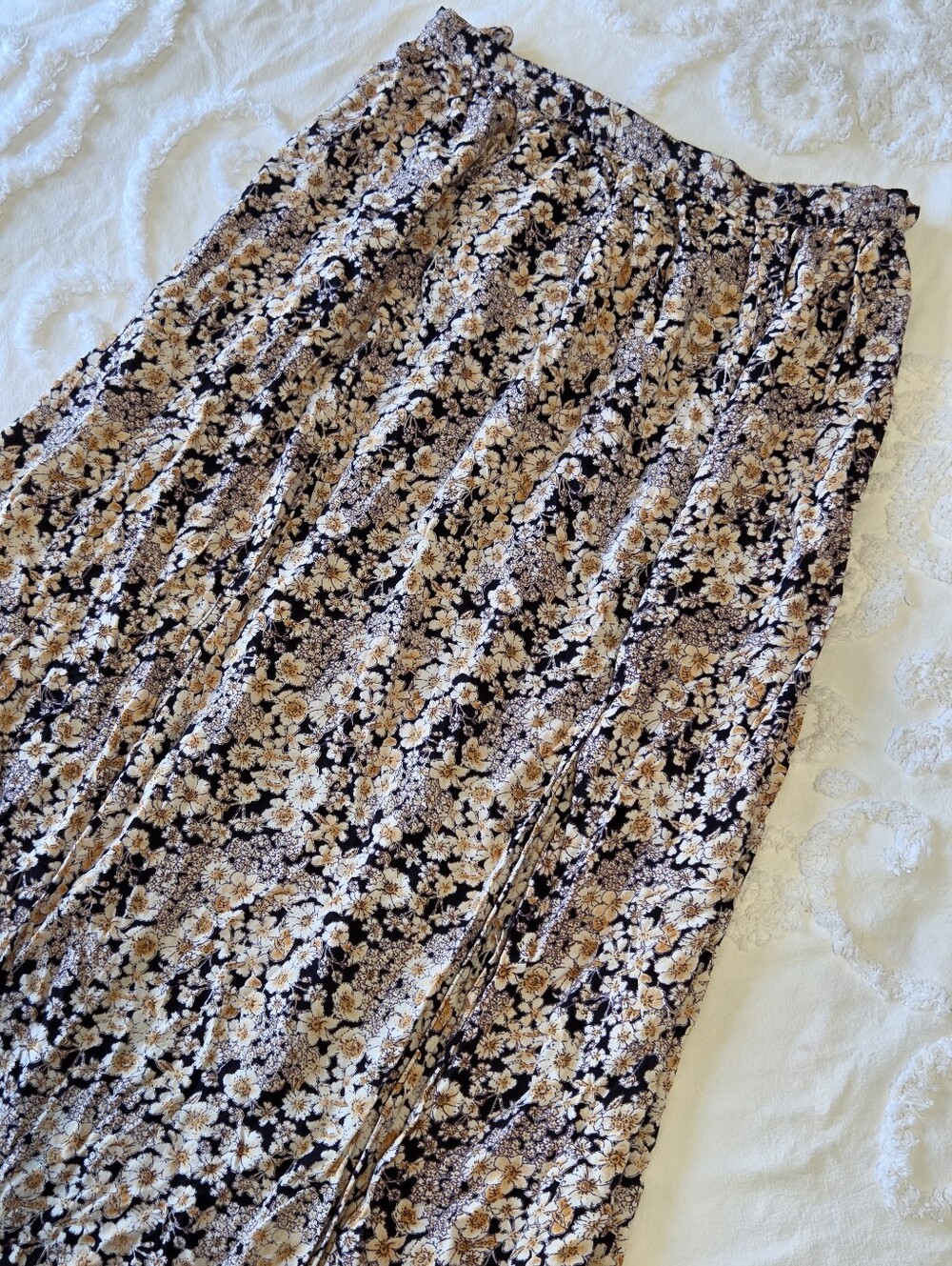 Patrons of Peace Black+White Floral Maxi Skirt Tie Back Front Slit Sz S NWOT - Picture 2 of 11